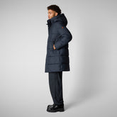 Man's animal free puffer jacket Damon in blue black | Save The Duck