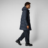 Man's animal free puffer jacket Damon in blue black - Fashion Man | Save The Duck