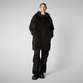 Women's jacket Kala in brown black - Faux Fur Coat for Women | Save The Duck