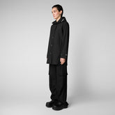 Imperméable à capuche April pour femme en noir - Vêtements de pluie | Sauvez le canard