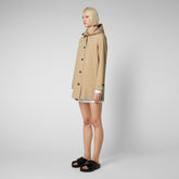 Women's April Hooded Raincoat in Stardust Beige - GRIN Collection | Save The Duck