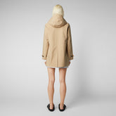 Women's April Hooded Raincoat in Stardust Beige - Rainy Collection | Save The Duck