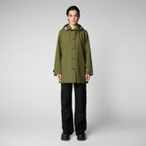 Women's April Hooded Raincoat in Dusty Olive - Rainy Collection | Save The Duck