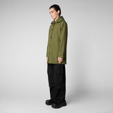 Women's April Hooded Raincoat in Dusty Olive - All Save The Duck Products | Save The Duck