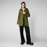 Women's April Hooded Raincoat in Dusty Olive | Save The Duck