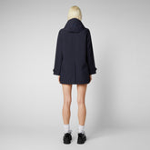 Women's April Hooded Raincoat in Blue Black - GRIN Collection | Save The Duck