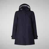 Women's April Hooded Raincoat in Blue Black | Save The Duck