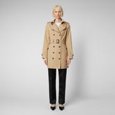 Women's Audrey Belted Trench Coat in Stardust Beige - GRIN Collection | Save The Duck