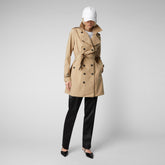 Women's Audrey Belted Trench Coat in Stardust Beige | Save The Duck