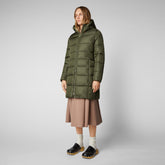 Women's Taylor Hooded Puffer Coat in Dusty Olive - New Arrivals | Save The Duck