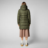 Women's Taylor Hooded Puffer Coat in Dusty Olive | Save The Duck