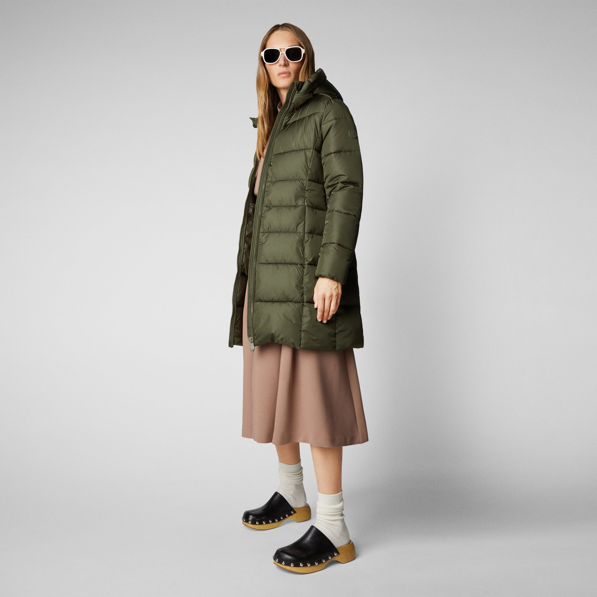 Women's Taylor Hooded Puffer Coat in Dusty Olive