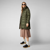 Women's Taylor Hooded Puffer Coat in Dusty Olive - MEGA Collection | Save The Duck