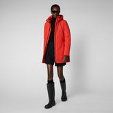 Women's Lila Hooded Jacket in Poppy Red | Save The Duck