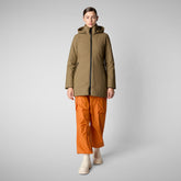 Women's Hooded Coat Lila in Husk Green | Save The Duck