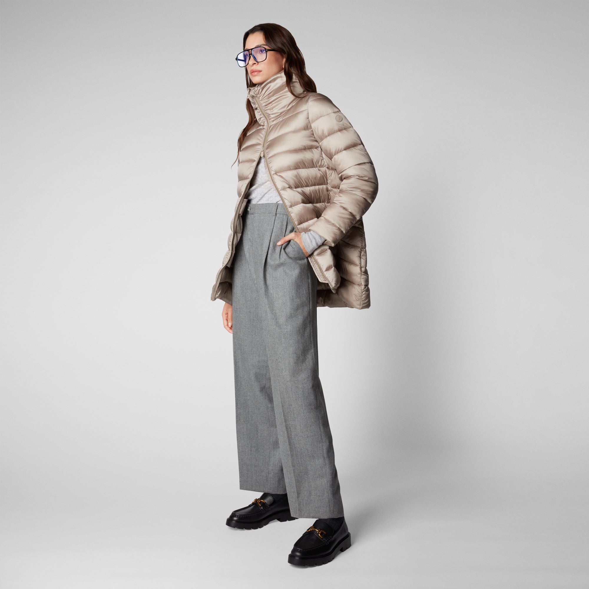 Women's Lydia Puffer Coat in Pearl Grey