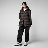 Woman's Hooded Puffer Coat Lydia in brown black | Save The Duck