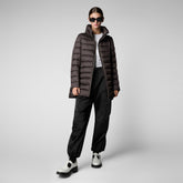 Woman's Hooded Puffer Coat Lydia in brown black | Save The Duck