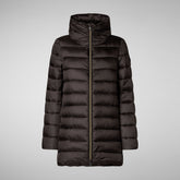 Woman's Hooded Puffer Coat Lydia in brown black | Save The Duck