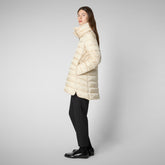 Women's Hooded Animal free Puffer Coat Lydia in shore Beige - Women's Icons | Save The Duck