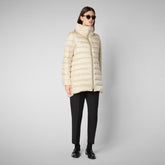 Woman's Lydia Hooded Puffer Coat in Shore Beige - Women's Icons | Save The Duck