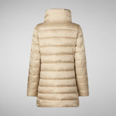 Woman's Hooded Puffer Coat Lydia in Wood Beige | Save The Duck