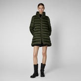 Woman's Hooded Puffer Coat Lydia in pine green | Save The Duck