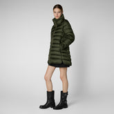 Women's Hooded Animal free Puffer Coat Lydia in pine green - Women's Icons | Save The Duck