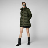 Women's Hooded Animal free Puffer Coat Lydia in pine green - Women's Icons | Save The Duck