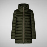 Woman's Hooded Puffer Coat Lydia in pine green | Save The Duck