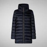 Woman's Hooded Puffer Coat Lydia in blue black | Save The Duck