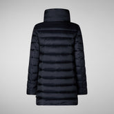 Woman's Hooded Puffer Coat Lydia in blue black | Save The Duck