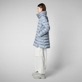 Woman's Hooded Puffer Coat Lydia in blue fog | Save The Duck