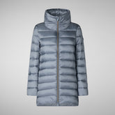 Woman's Hooded Puffer Coat Lydia in blue fog | Save The Duck