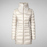 Women's Caroline Puffer Coat with Faux Fur Collar in Rainy Beige | Save The Duck