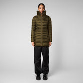 Women's Caroline Puffer Coat with Faux Fur Collar in Sherwood Green - Fall Winter 2023 Collection | Save The Duck
