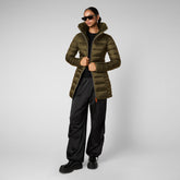 Women's Caroline Puffer Coat with Faux Fur Collar in Sherwood Green - Women's Faux Fur Jackets | Save The Duck