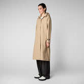 Women's Asia Hooded Trench Coat in Stardust Beige - Women's Raincoats | Save The Duck