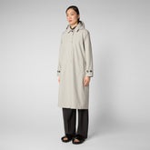 Women's Asia Hooded Trench Coat in Rainy Beige - Recycled Collection | Save The Duck