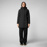 Women's Leyla Hooded Coat in Black - MATT Collection | Save The Duck