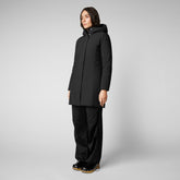 Women's Leyla Hooded Coat in Black - MATT Collection | Save The Duck