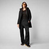 Women's Leyla Hooded Coat in Black | Save The Duck