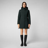 Women's Leyla Hooded Coat in Green Black - Women's Collection | Save The Duck