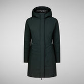 Women's Leyla Hooded Coat in Green Black | Save The Duck