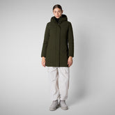 Manteau à capuche Leyla pour femme en vert terre - Imperméables pour femmes | Save The Duck