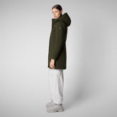 Women's Hooded Coat Leyla inLand Green - Women's Raincoats | Save The Duck