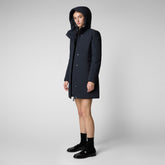 Women's Hooded Coat Leyla in blue black - Raincoats for Women | Save The Duck