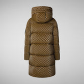 Women's Amaranta Hooded Animal free Puffer Coat in Bark Green | Save The Duck