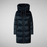 Women's Amaranta Hooded Animal free Puffer Coat in Blue Black | Save The Duck