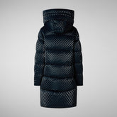 Women's Amaranta Hooded Animal free Puffer Coat in Blue Black | Save The Duck